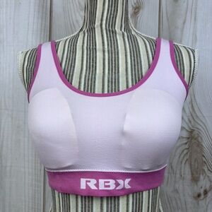RBX Fit Sports Bra Padded Activewear Workout Bralette Knit Pink Magenta Sz Large